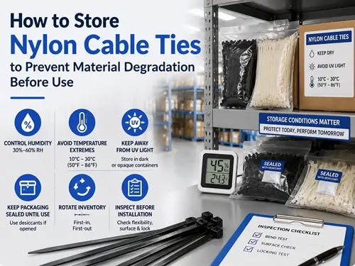 Nylon cable tie storage conditions with humidity control temperature protection and UV prevention