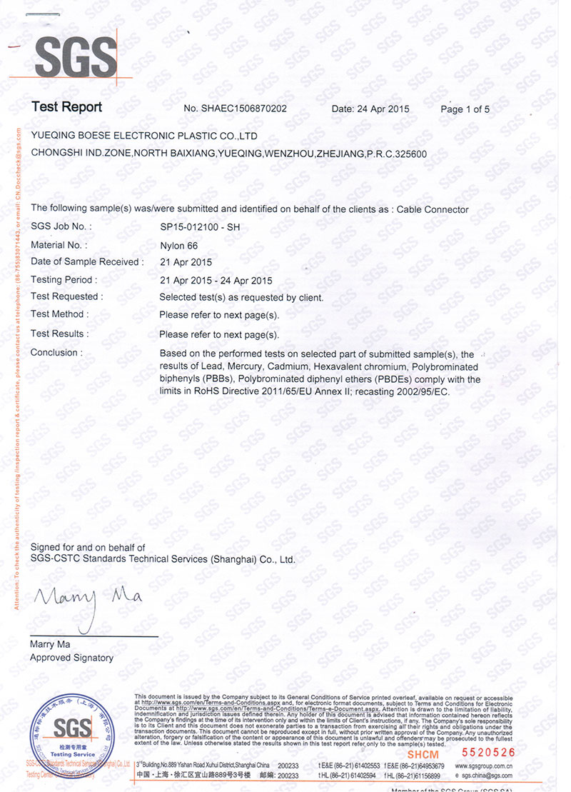 SGS-CABLE GLAND Test Report
